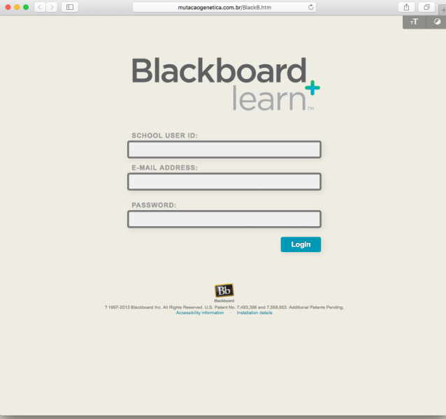 fake Blackboard login page