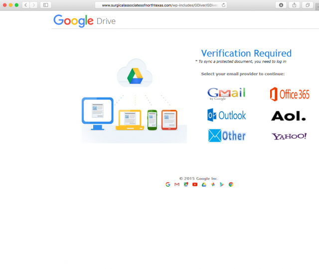 Image of fake Google login page.