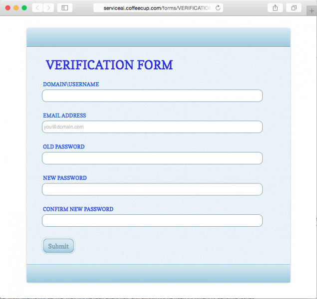 Fake verification form is presented by the link. 