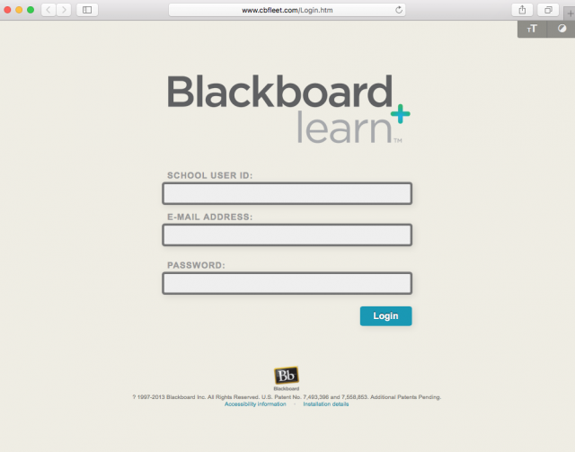 Fake Blackboard login page is presented by the link. 