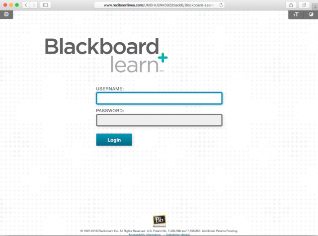 A fake Blackboard login page is presented by the link. 