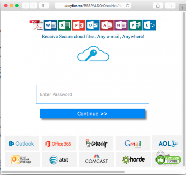 A fake login page is presented by the links in the email.