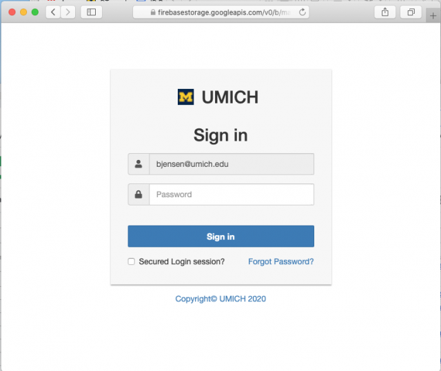 Image of a fake login page. Always check the URL before logging in.