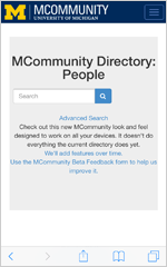 Screenshot of the new MCommunity Directory