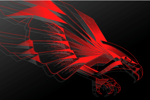 Red CrowdStrike Falcon image on a black background.
