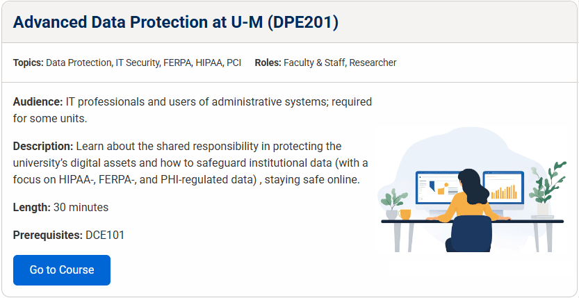 Screenshot of DPE201 Listing on Education page
