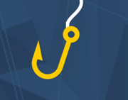 Maize fish hook on white string with navy blue background
