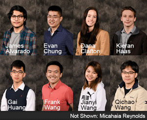 Photos of eight interns with their names: James Alvarado, Evan Chung, Dana Clafton, Kieran Haas, Gai Huang, Frank Wang, Jianyi Wang, Qichao Wang. Not Shown: Micahaia Reynolds