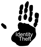 Hand print with text Identity Theft