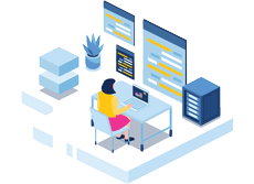 illustration depicting woman at desk