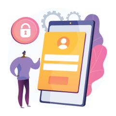 person pointing at a login screen with a padlock