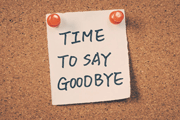 Post-it note with text, time to say goodbye