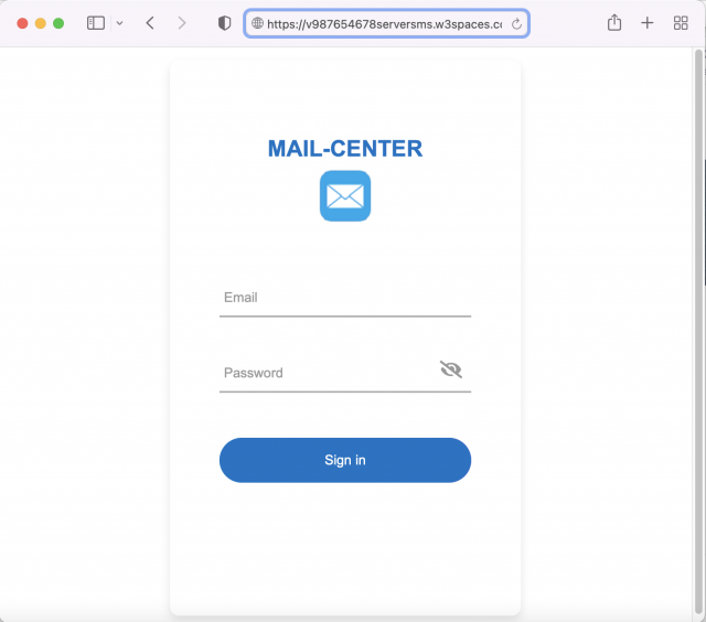 A fake email login page is presented by the link in the phishing email.