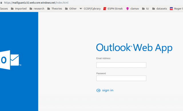 Fake Outlook Web App page