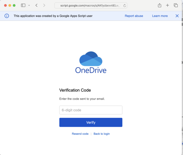 Fake OneDrive Sign In screen