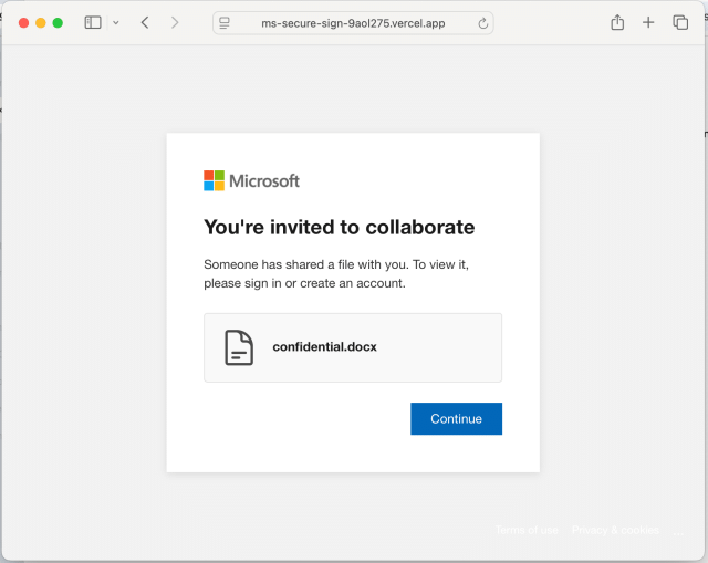 Microsoft phishing login
