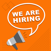 Megaphone with text, WE ARE HIRING