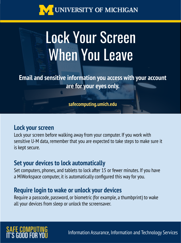 Screen shot of the poster encouraging users to lock their devices when not using them.