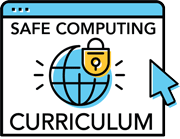 Lock over a globe and the words, "Safe Computing Curriculum"