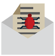 Envelope with letter and insect coming out