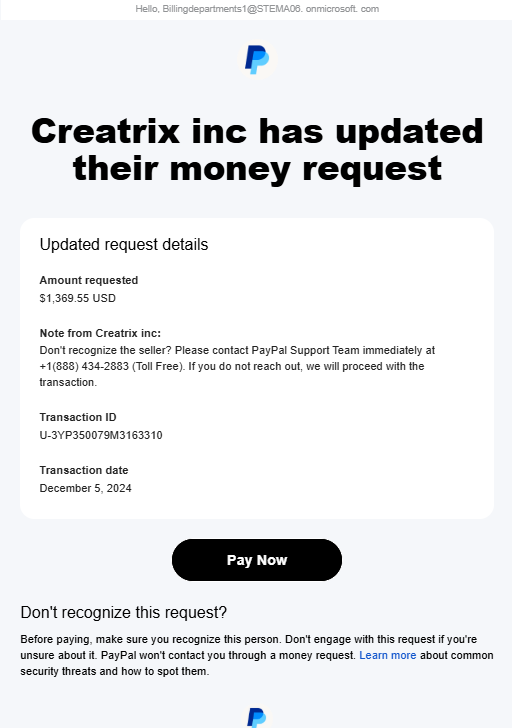 Paypal invoice with Pay Now button