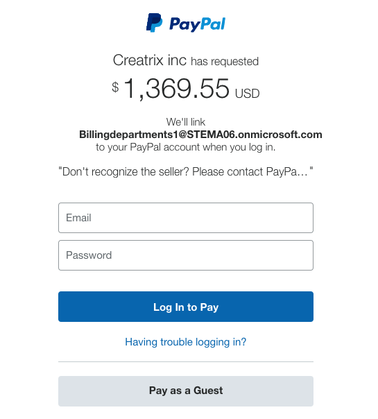 paypal login page that gives threat actor access to your paypal account.