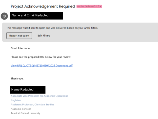 The phishing attempt recipient is prompted to authenticate to access a MS365 doc. Remember not to accept unexpected document shares! 