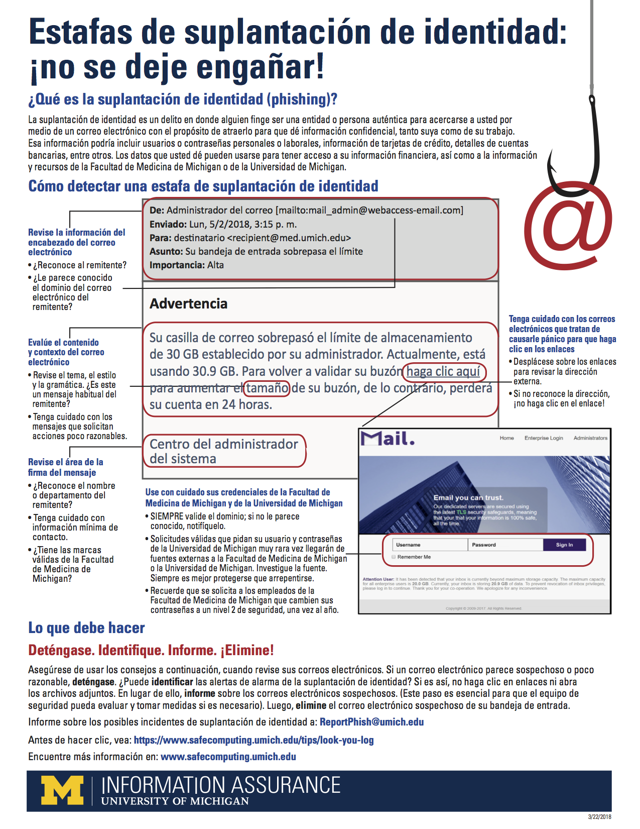 Image of the anti-phishing tip sheet in Spanish.