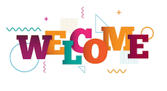 Colorful graphic of the word Welcome